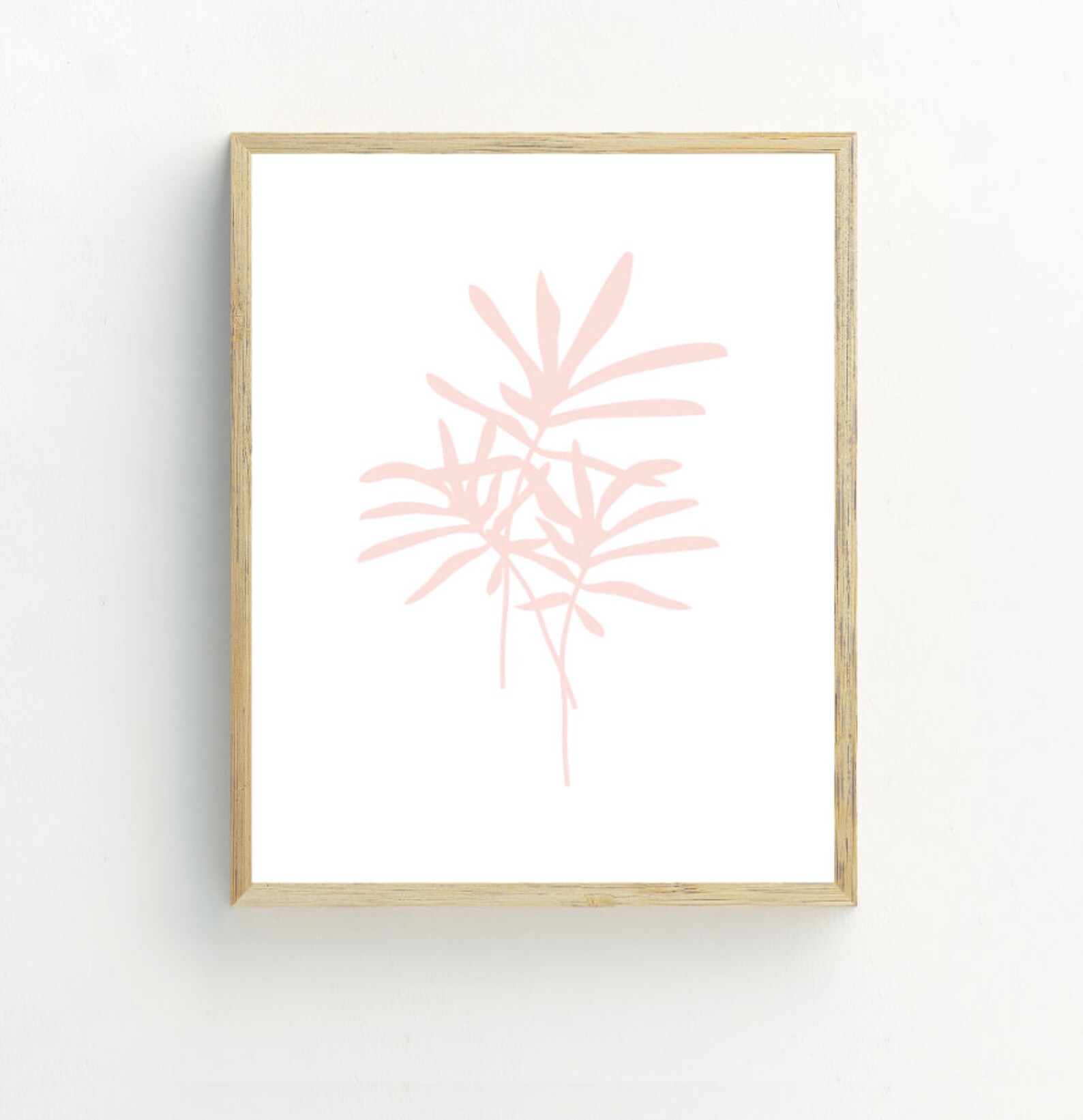 Blush Pink Minimalist Botanical Art Prints, Leaf Wall Art, Set of 3 ...