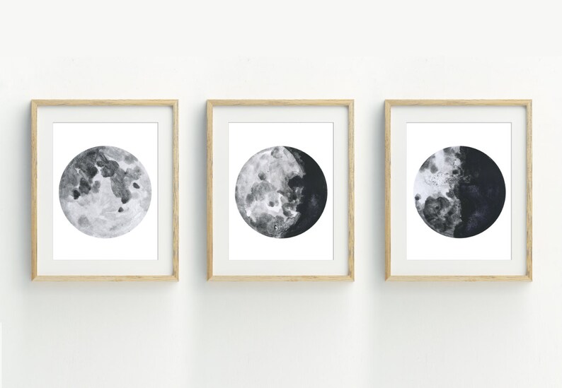 Moon Art Print Moon Wall Art Moon Printable Modern Wall Etsy