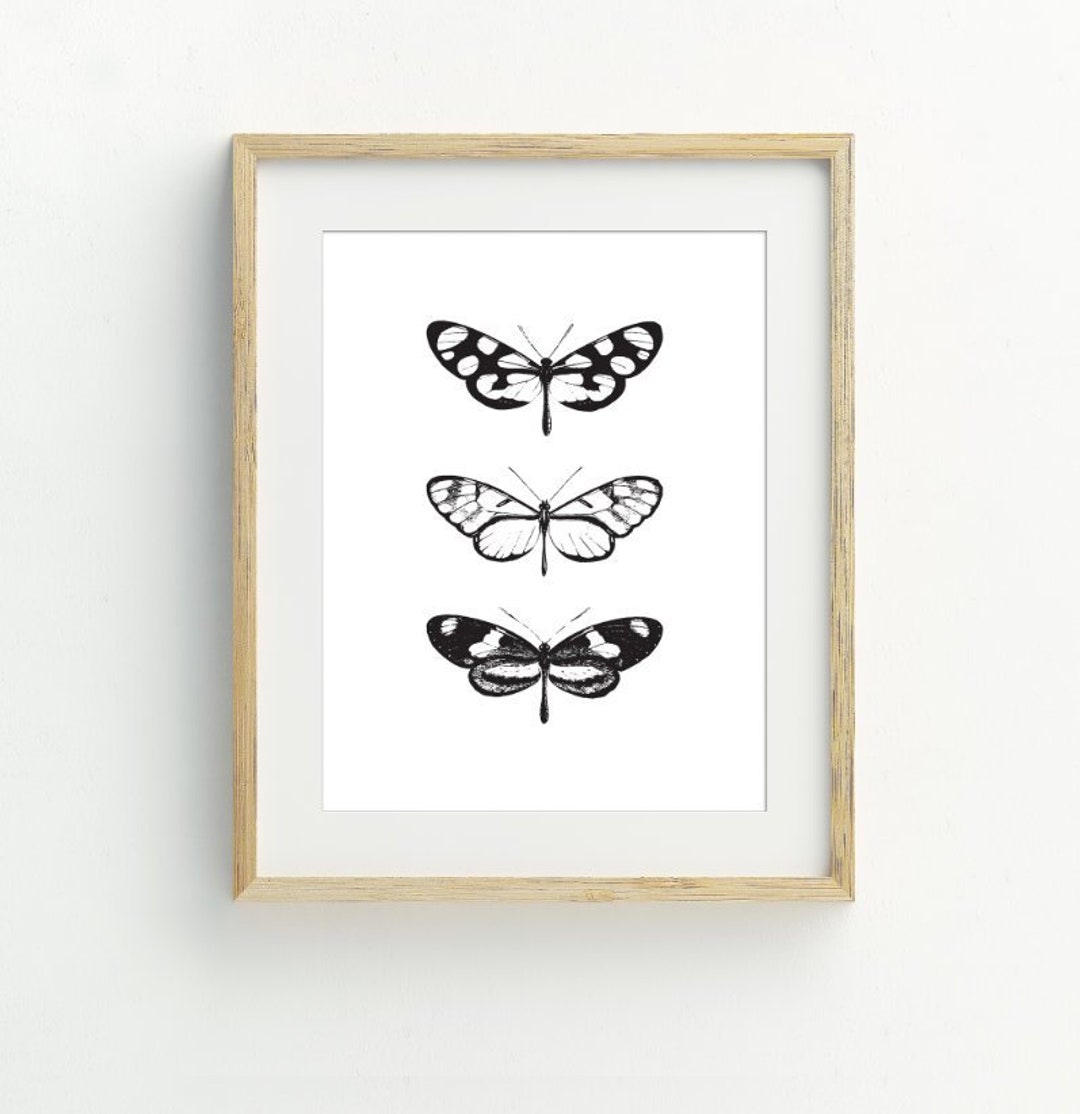 Butterflies Printable, Monochrome Butterfly Art Prints, Minimalist Home ...
