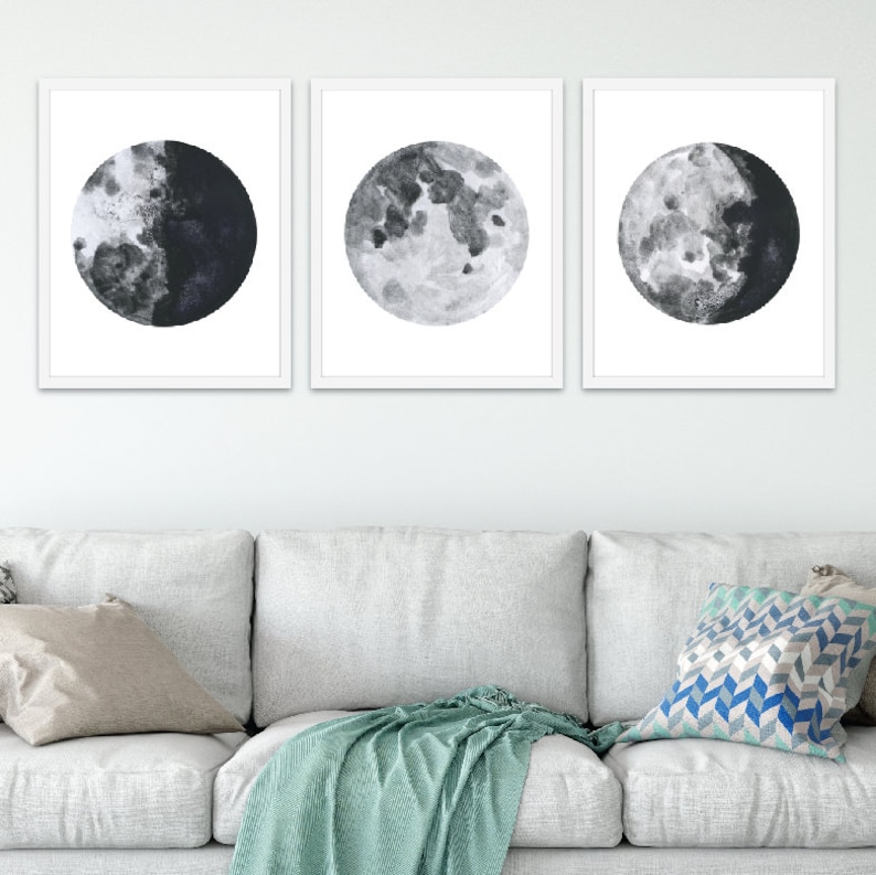 Moon Art Print Moon Wall Art Moon Printable Modern Wall Etsy