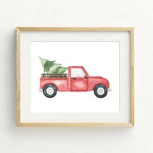 Christmas Printable, Christmas Decorations, Red Truck and Tree Print ...