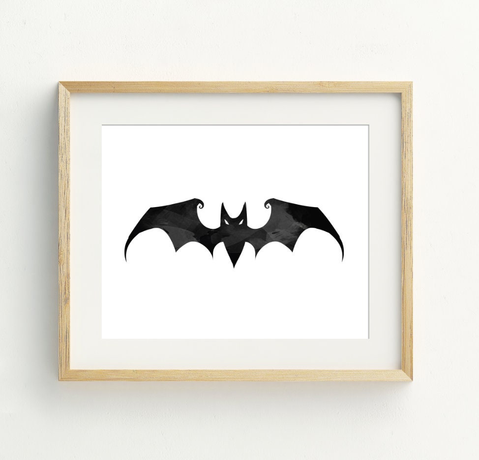 Halloween Decoration, Bat Art Print, Halloween Wall Decor, Instant ...