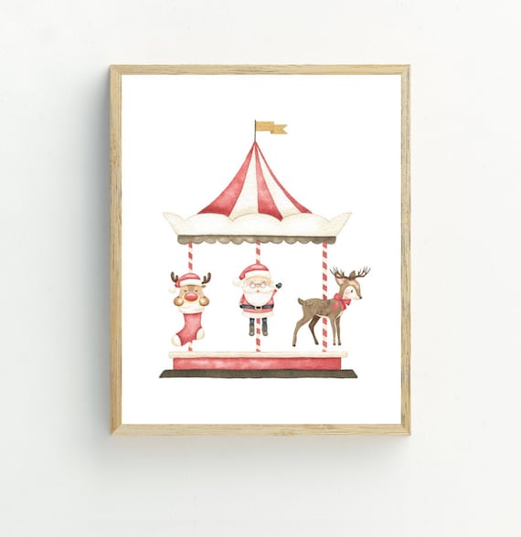 Christmas Printable Reindeer Art Print Christmas Wall Art | Etsy