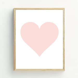 Pink Heart Print, blush pink heart printable wall art, affiche coeur, imprimable pour la Saint-Valentin, décor de bricolage pour la Saint-Valentin, 5x7, 8x10, 11x14, 16x20