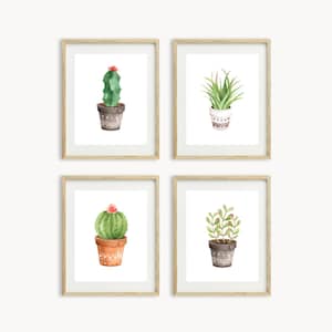 Cactus print, Printable cactus art, Botanical print, Cactus poster, Watercolor Cactus wall art, Set of 4, Cactus Wall Decor, boho decor
