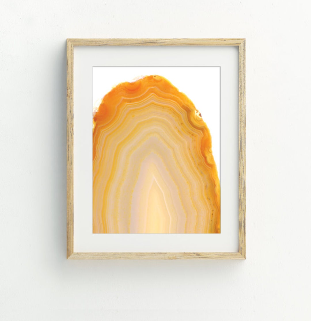 Yellow Agate Print, Agate Slice Printable, Geode Wall Art, Instant ...