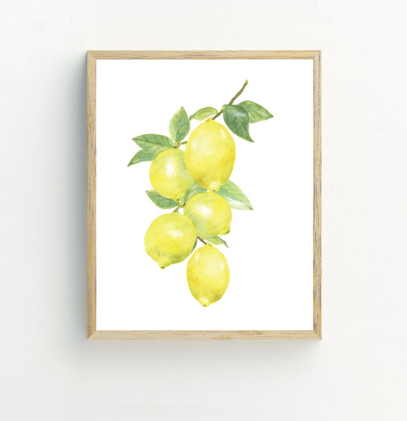 Lemon Print, Fruit Wall Art, Kitchen Wall Decor, Digital Download, Lemon Decor, Printable Housewarming Gift, 5x7, 8x10, 11x14, 16x20 image 2