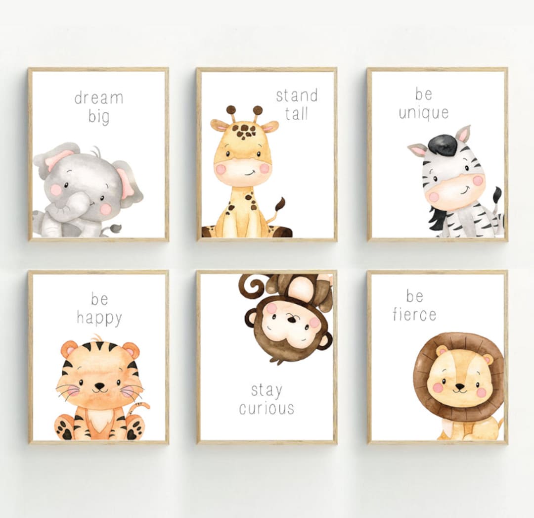 Safari Animals Prints, Animal Wall Decor, Nursery Animals Wall Art ...