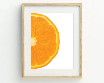 Orange Slice Print, Fruit Printable, Citrus Kitchen Wall Art, Orange wedge digital download, minimalist wall art, 5x7, 8x10, 11x14, 16x20