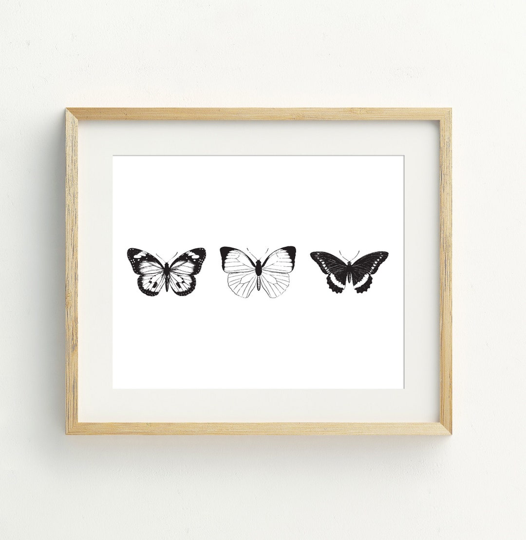 Butterflies Printable, Monochrome Butterfly Art Prints, Minimalist Home ...