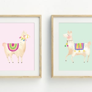 Llama Print, Animal Wall Art, Llama printable art, llama decor, set of 2 prints, digital download, nursery wall art, 5x7, 8x10, 11x14