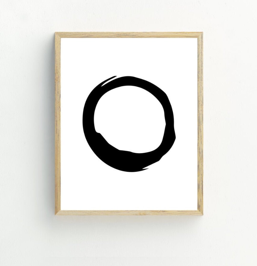 Abstract Art Print, Black and White Minimalist Circle Wall Decor ...