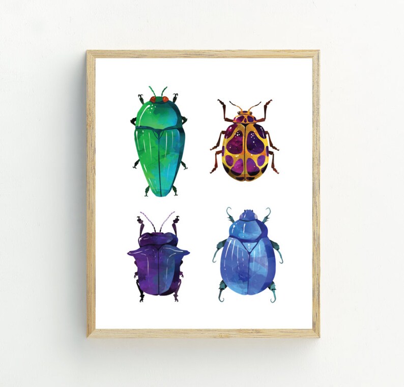 Bugs Print, Beetles Wall Art, insect printable, Boy bedroom decor, instant Download 5x7, 8x10, 11x14, 16x20 image 2