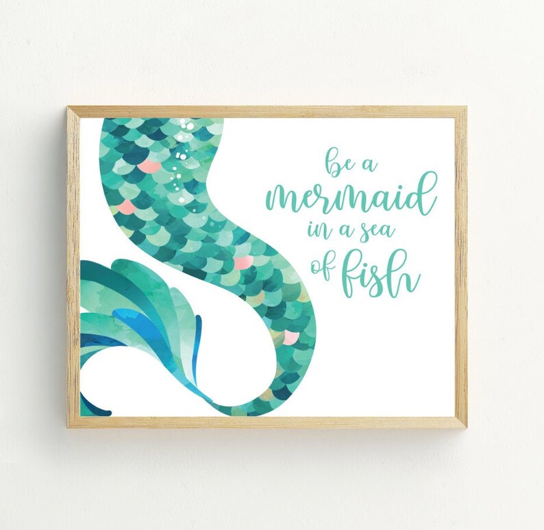Mermaid Print Mermaid Wall Art Mermaid Printable Art - Etsy