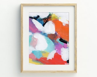 Abstract wall art, Instant Download, modern art print, orange blue pink 5x7, 8x10, 11x14, 16x20