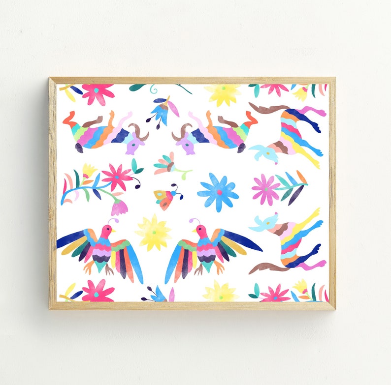 Animal Otomi Print, Otomi Wall Art, Mexican Folk Art Printable Digital ...