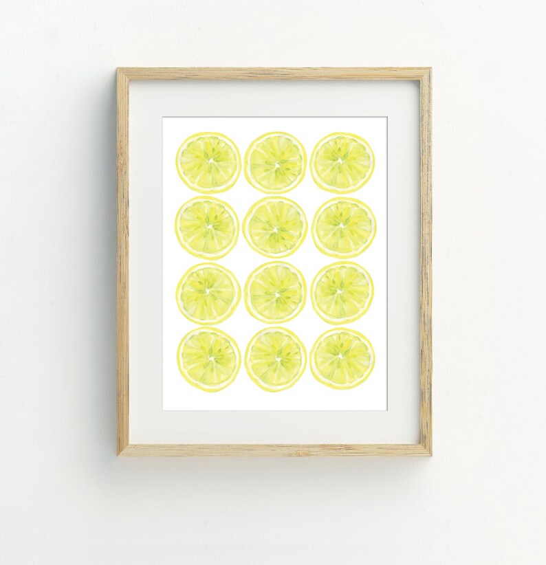 Lemon Wall Art 11x14 Fruit Wall Art Lemon Slices Print 8x10 Housewarming Gift 5x7 Lemon Printable Kitchen Wall Decor 16x20