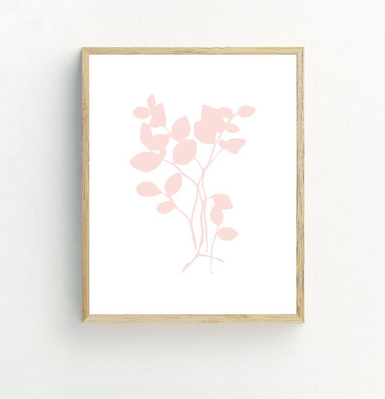 Blush Pink Minimalist Botanical Art Prints, Leaf Wall Art, Set of 3 ...