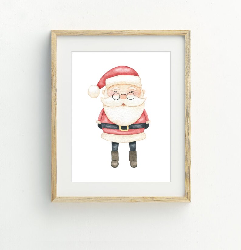 Santa Wall Art Christmas Printable Santa Claus Art Print Etsy
