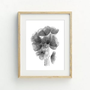 Black and White Flower Print, Tulips Wall Art, Modern Flower Print, Spring Decor, Monochrome Printable Art 5x7, 8x10, 11x14, 16x20