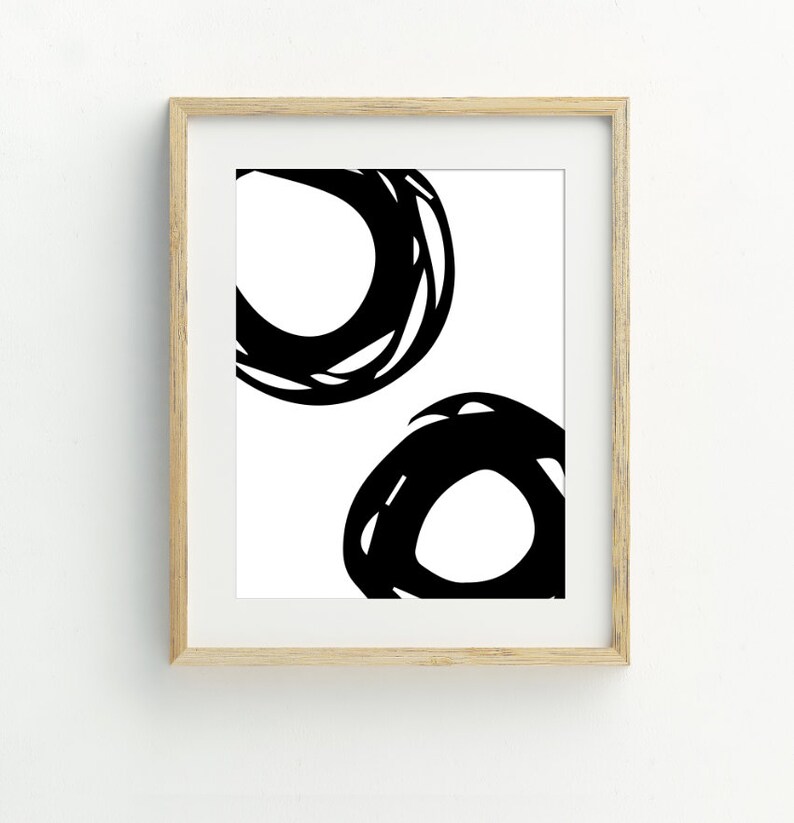 Abstract Art Print, Black and White Minimalist Circles Wall Decor ...