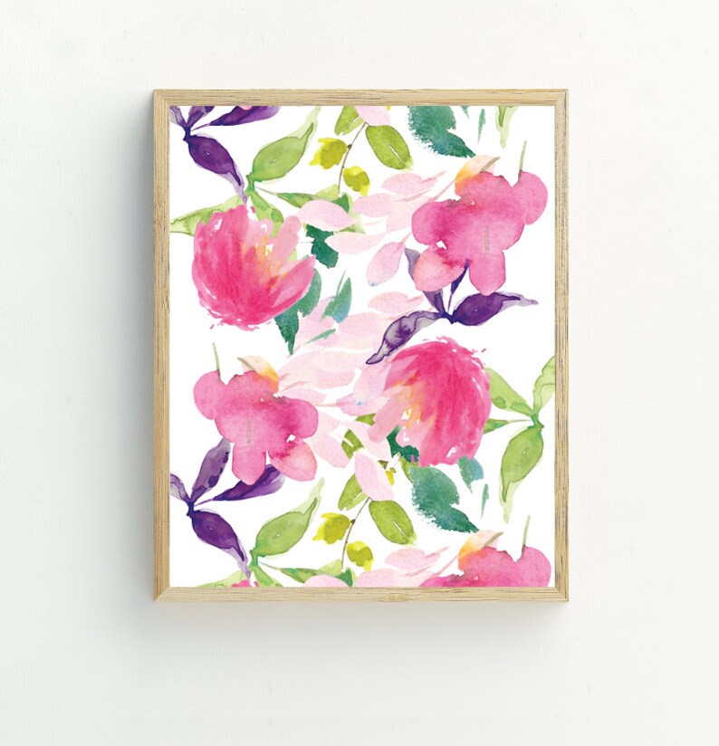 Floral Print Floral Wall Art Watercolor Flowers Wall Decor Etsy