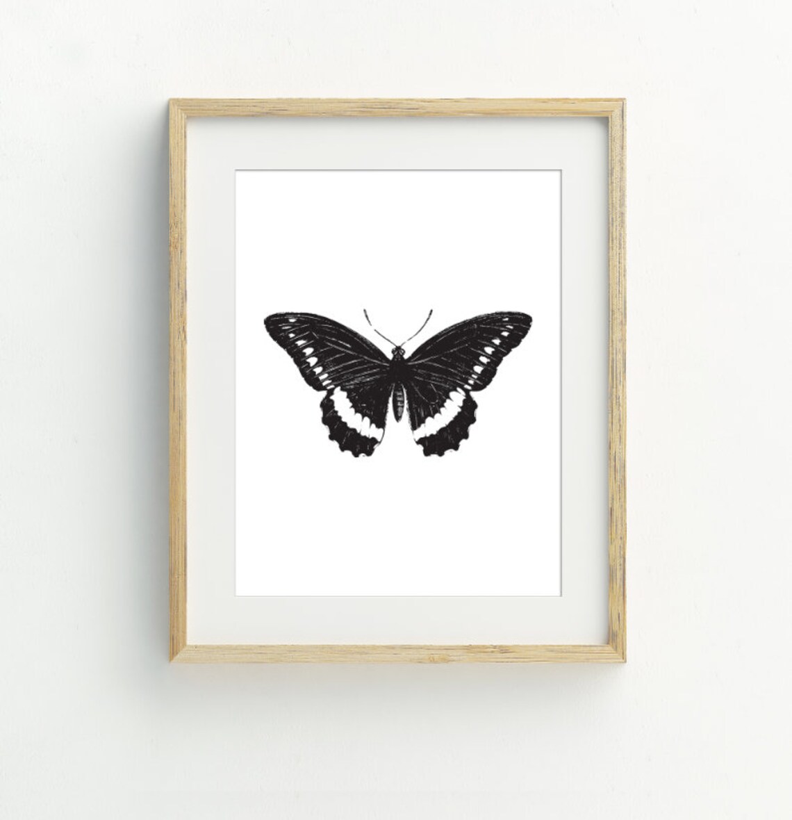 Butterfly Printable Set of 3 Monochrome Butterfly Art Print | Etsy