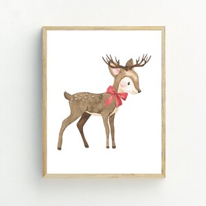 Reindeer Wall Art, Christmas Printable, Woodland Deer Art print, digital download, christmas wall art decor, 5x7, 8x10, 11x14, 16x20