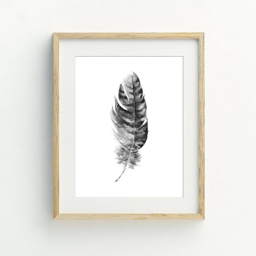 Feather Printable Feather Wall Art Black and White Home Decor Etsy