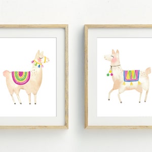 Llama Print, Animal Wall Art, Llama printable art, llama decor, set of 2 prints, digital download, nursery wall art, 5x7, 8x10, 11x14