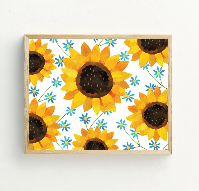 Sunflower Wall Art Flower Printable Summer Wall Art Instant | Etsy