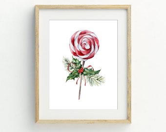 Peppermint Candy Christmas Print, Christmas Decorations, digital download, christmas diy wall art, 5x7, 8x10, 11x14, 16x20