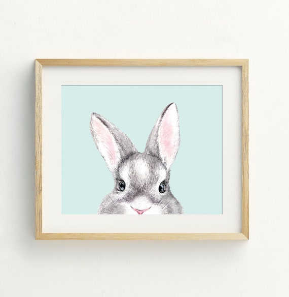 Rabbit Print, Animal Wall Art, Rabbit printable art, nursery wall decor, easter decorations, digital download, 5x7, 8x10, 11x14