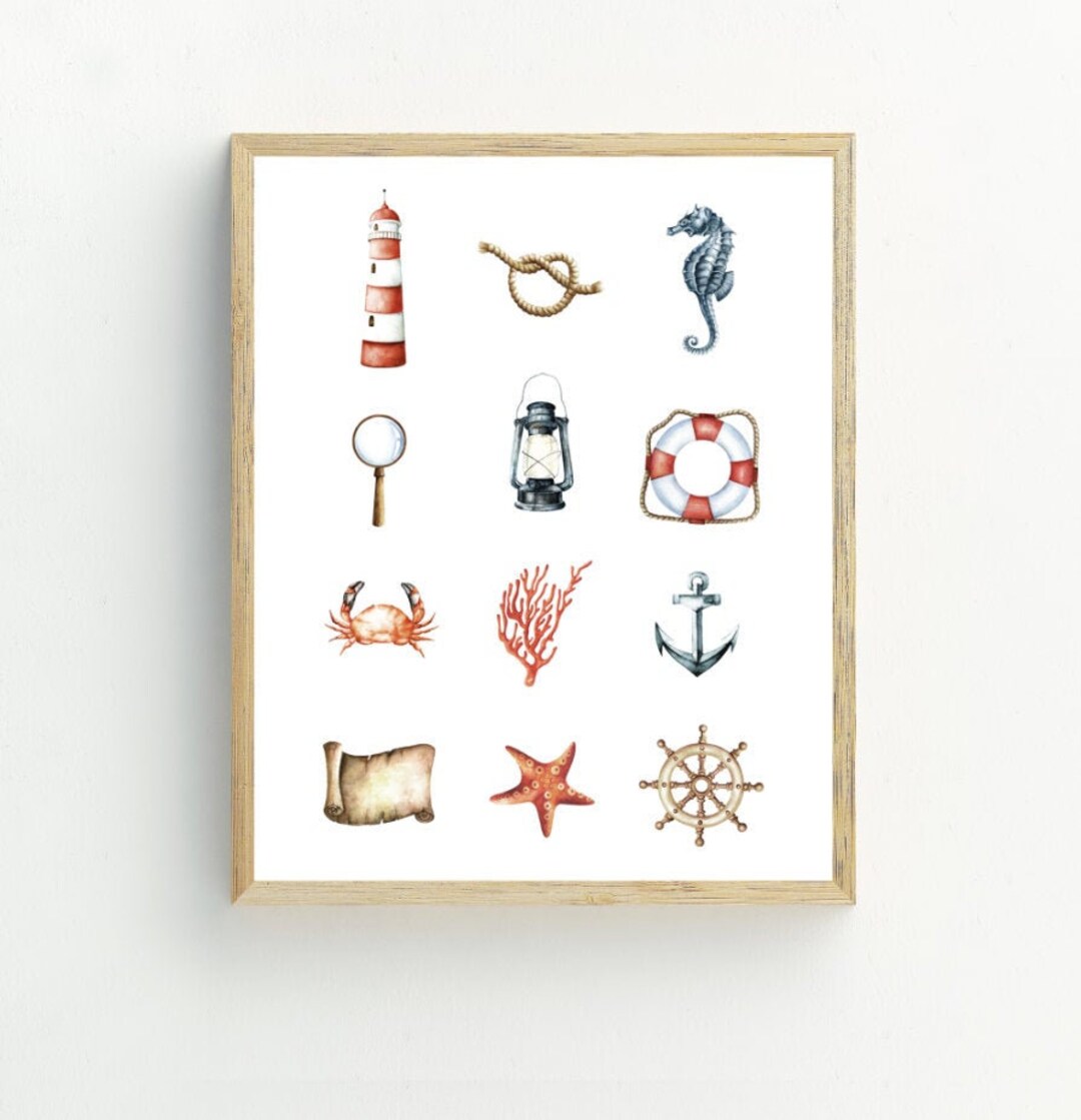 Nautical Print, Nautical Wall Art, Beach Decor, Coastal Decor, Anchor Watercolor, Nautical Art ...