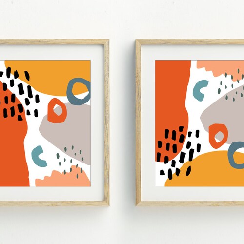 Abstract Art Prints Abstract Shapes Wall Art Set of 3 Etsy