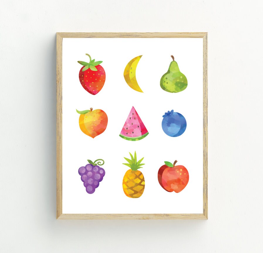 Fruit Print Kitchen Wall Decor Fruit Printable Kitchen Wall Etsy