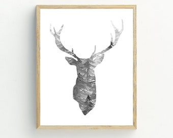 Antlers Print, Woodland Wall Art, Forest Deer Antlers Art print, printable digital download, minimalist wall art, 5x7, 8x10, 11x14, 16x20