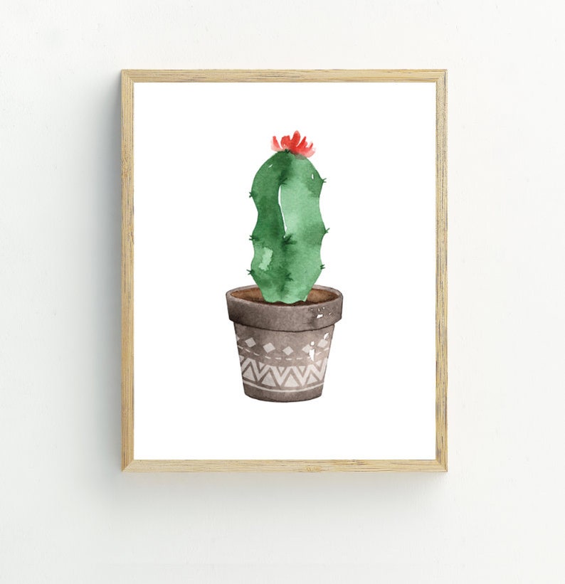 Impression de cactus, Art de cactus imprimable, Impression botanique, Affiche de cactus, Aquarelle Cactus art mural, Art végétal, Décor mural de cactus, décor boho image 2