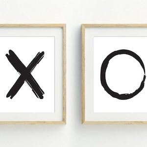 X and O Nursery Prints, Monochrome Nursery Wall Art Printable, Girls Room Decor, Set of 2, Black and white Bedroom decor, 5x7, 8x10, 11x14