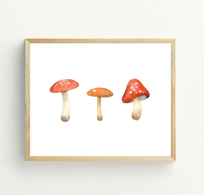 Wood Mushrooms Set Of 6, Pastel, Custom Colors , Charming