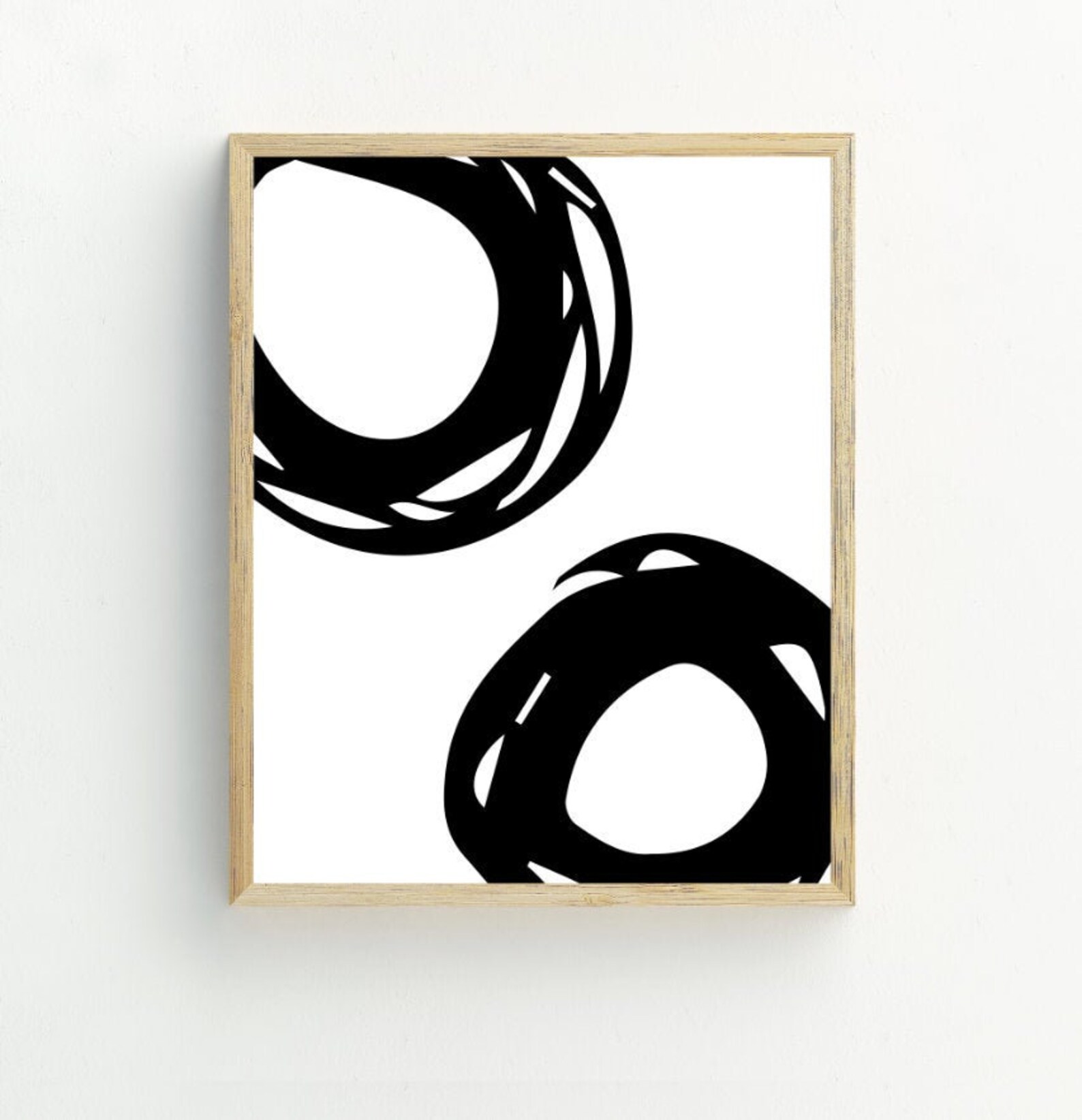 Abstract Art Print, Black and White Minimalist Circles Wall Decor ...
