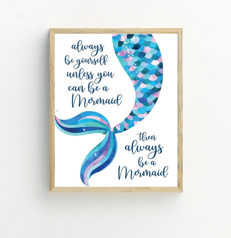 Mermaid Print Mermaid Wall Art Mermaid Printable Art - Etsy
