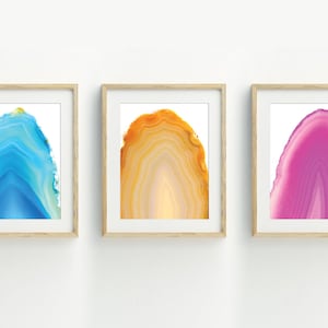 Geode Prints, Minimalist Geode Slice Wall Decor, Agate Wall Art, set of 3 prints, instant digital download