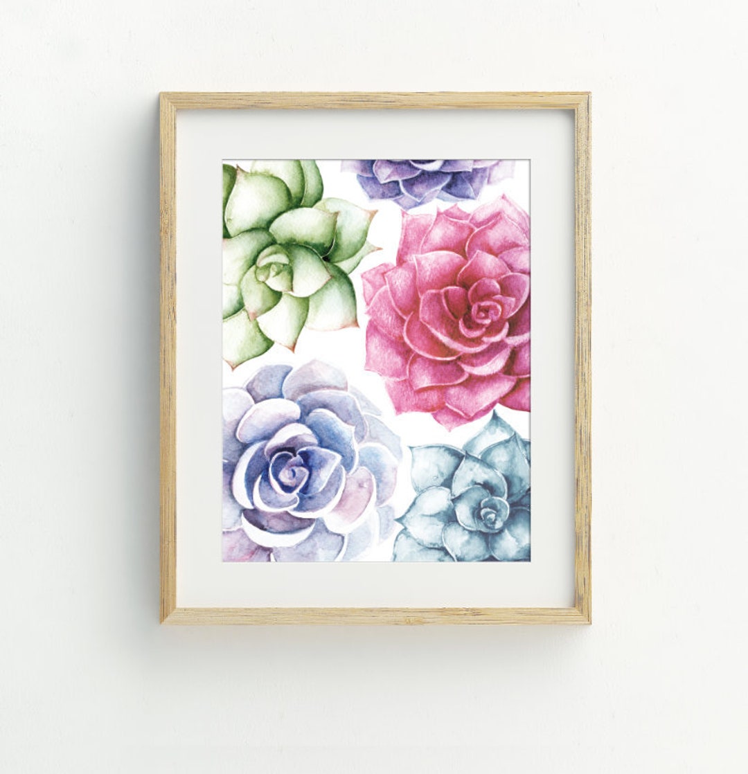 Succulents Print, Watercolor Succulent Wall Art, Instant Download ...