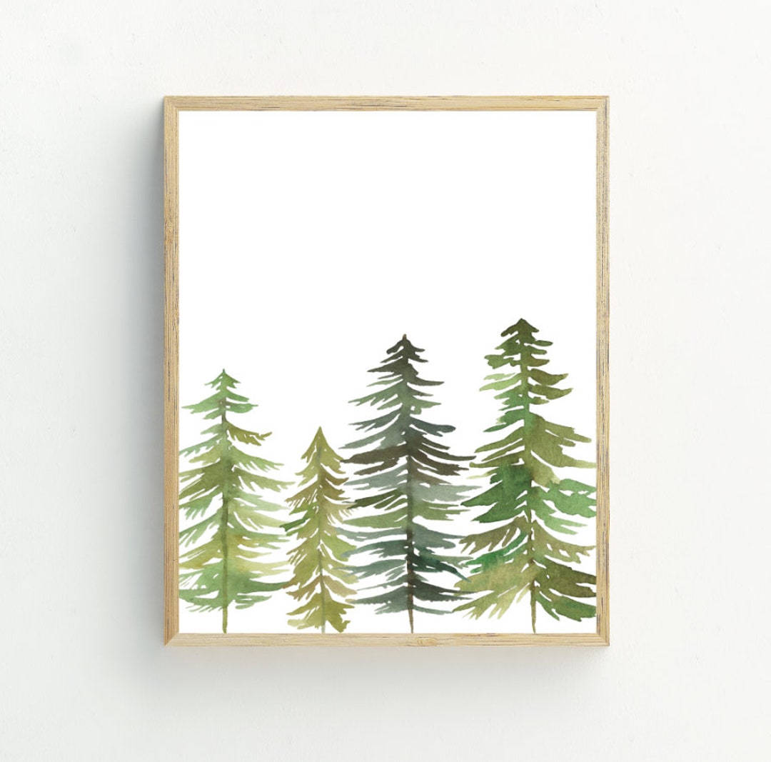 Trees Print, Woodland Wall Art, Pine Trees Wall Decor, Trees Printable ...