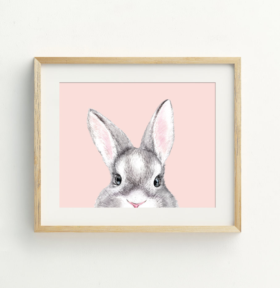 Small Rabbit Print Rabbit Print, Rabbit Wall Art, Nursery Printable Art, Bunny Digital ...