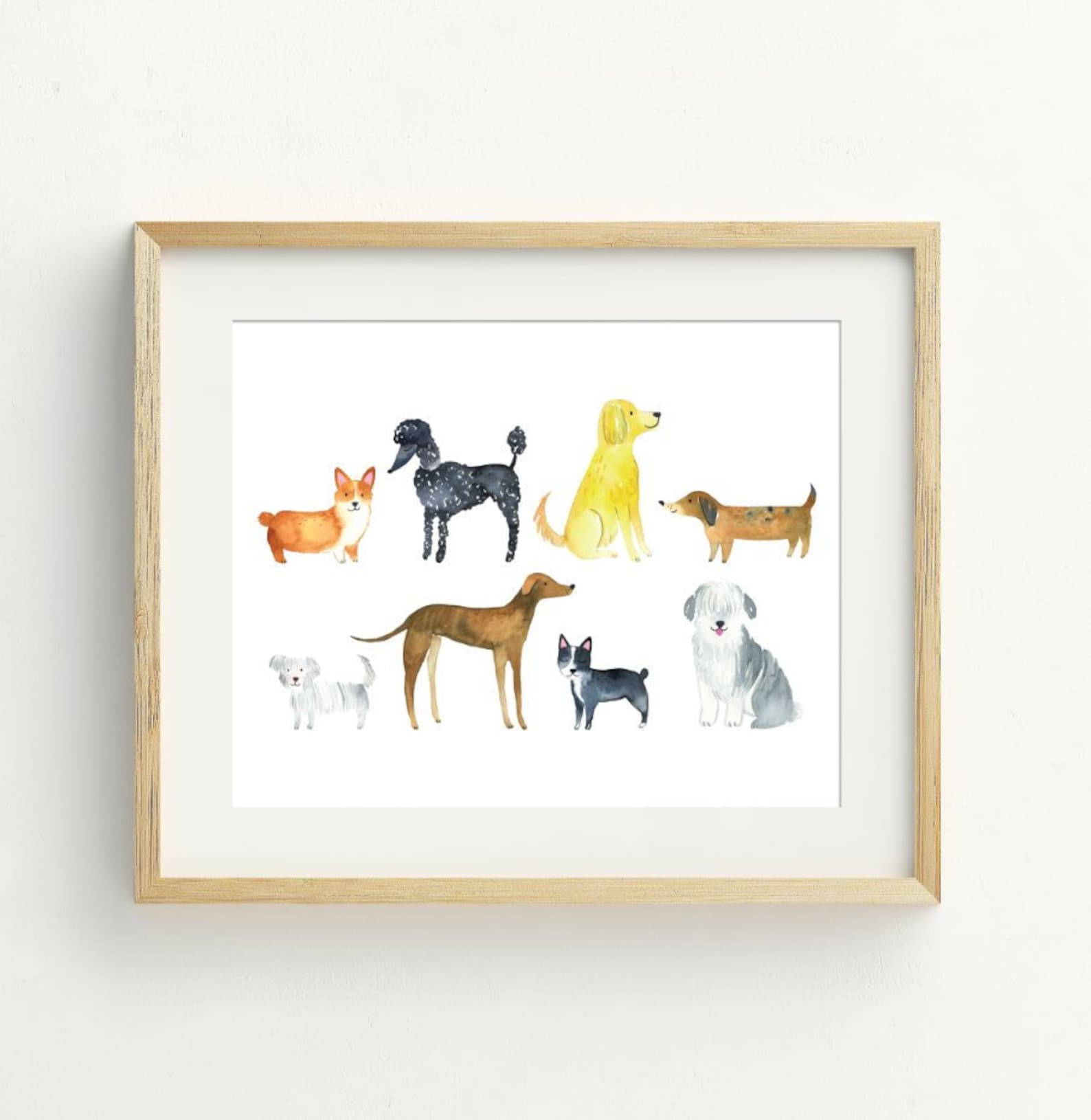 Dog Print, Dog Wall Art, Dog Printable Digital Download, Watercolor Dog ...
