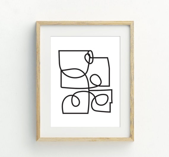 Line Art Print Abstract Wall Art Black and White Decor | Etsy