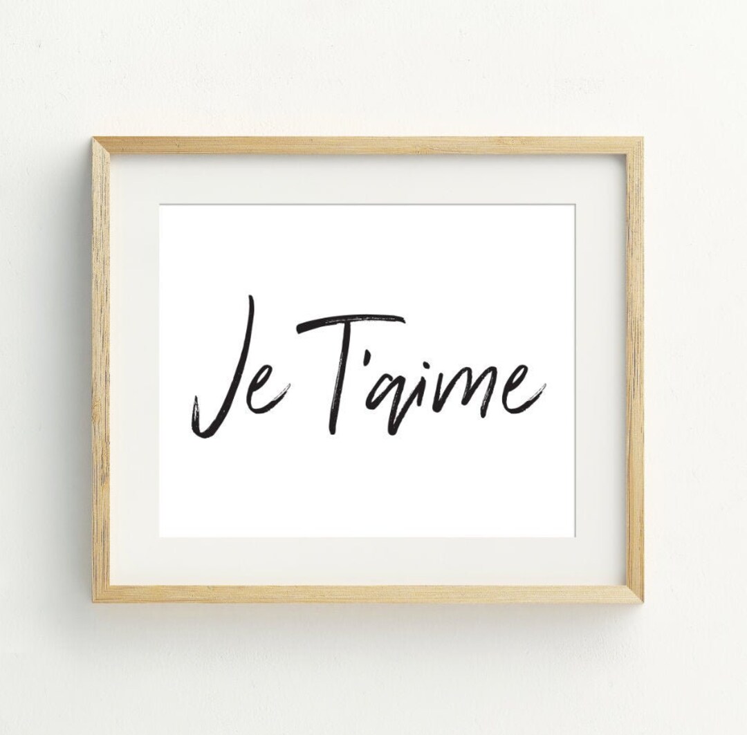 Je T'aime Print, Love Wall Art Print, Printable Download, Black and ...