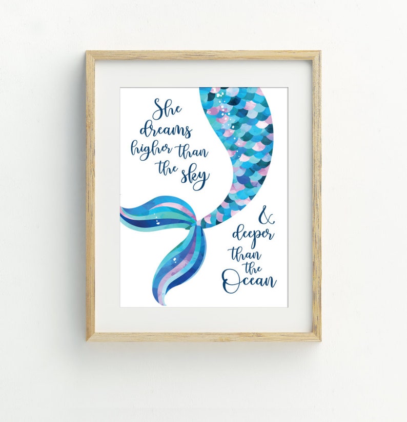 Mermaid Print Mermaid Wall Art Mermaid Printable Art Etsy Canada